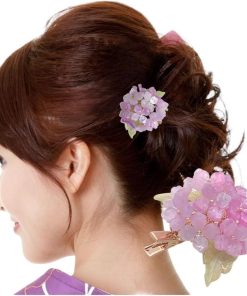 髪飾り 浴衣 紫陽花 和装 かんざし 和装小物( ピンク,  フリー)