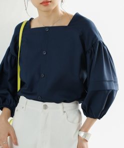 GeeRA ブラウス シャツ 「セットアップ対応」タック袖ブラウス レディース