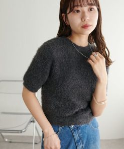 Discoat ニット セーター フェザーヤーン半袖プルオーバー レディース