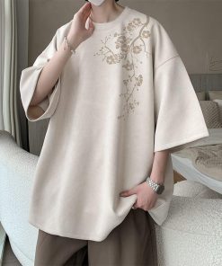 6color Tシャツ 花柄 男女兼用 メンズ 大きいサイズ スエード