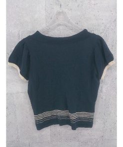 ◇ Spick and Span Noble コットン リボン 半袖 ニット セーター ネイビー レディース